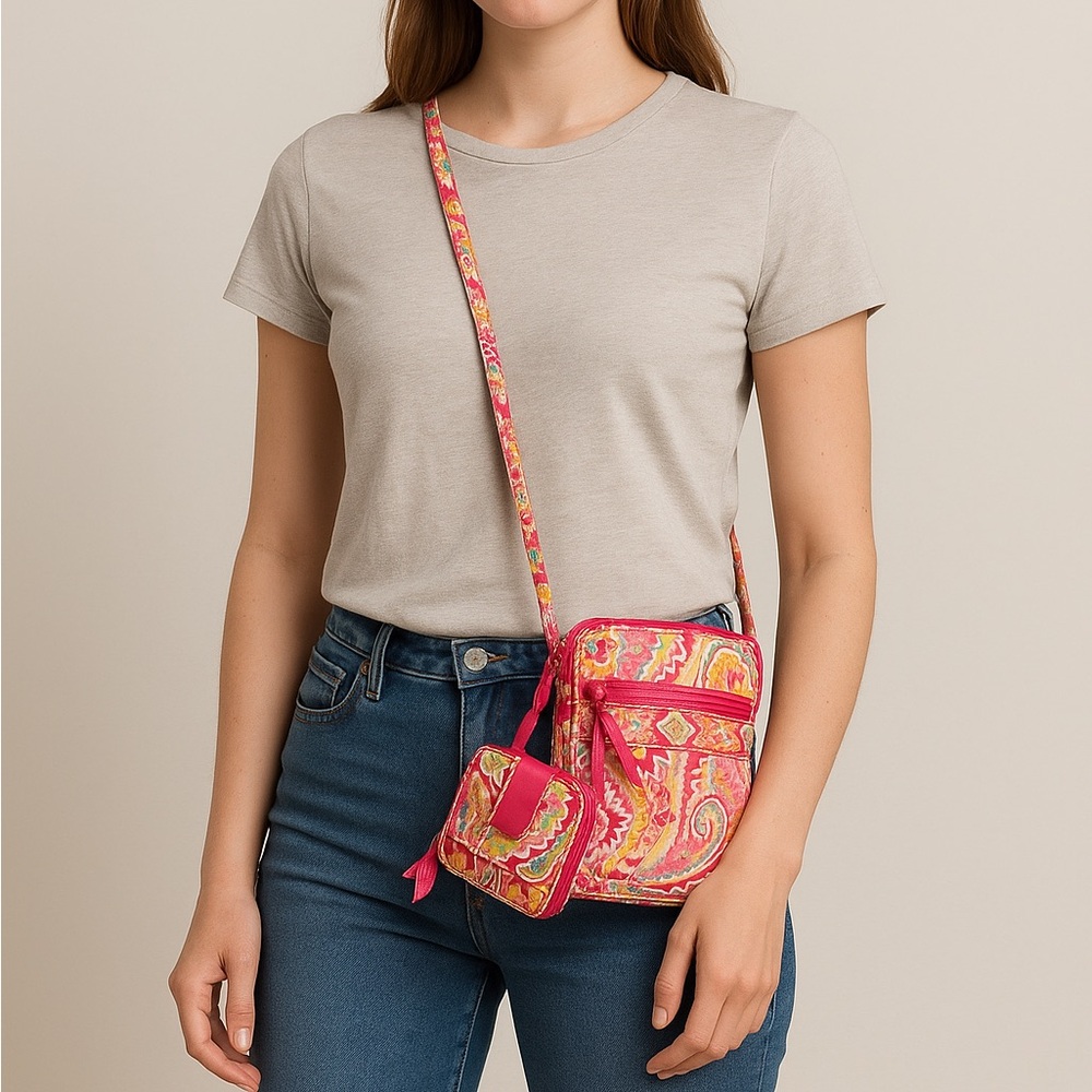 Vera Bradley Crossbody Bag & Matching Wallet – Capri Melon Retired Print